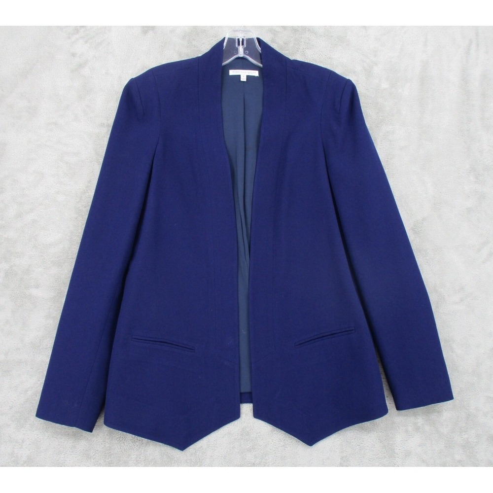 Rebecca Minkoff Blazer Womens Size 8 Blue Open Front Shawl Collar Professional